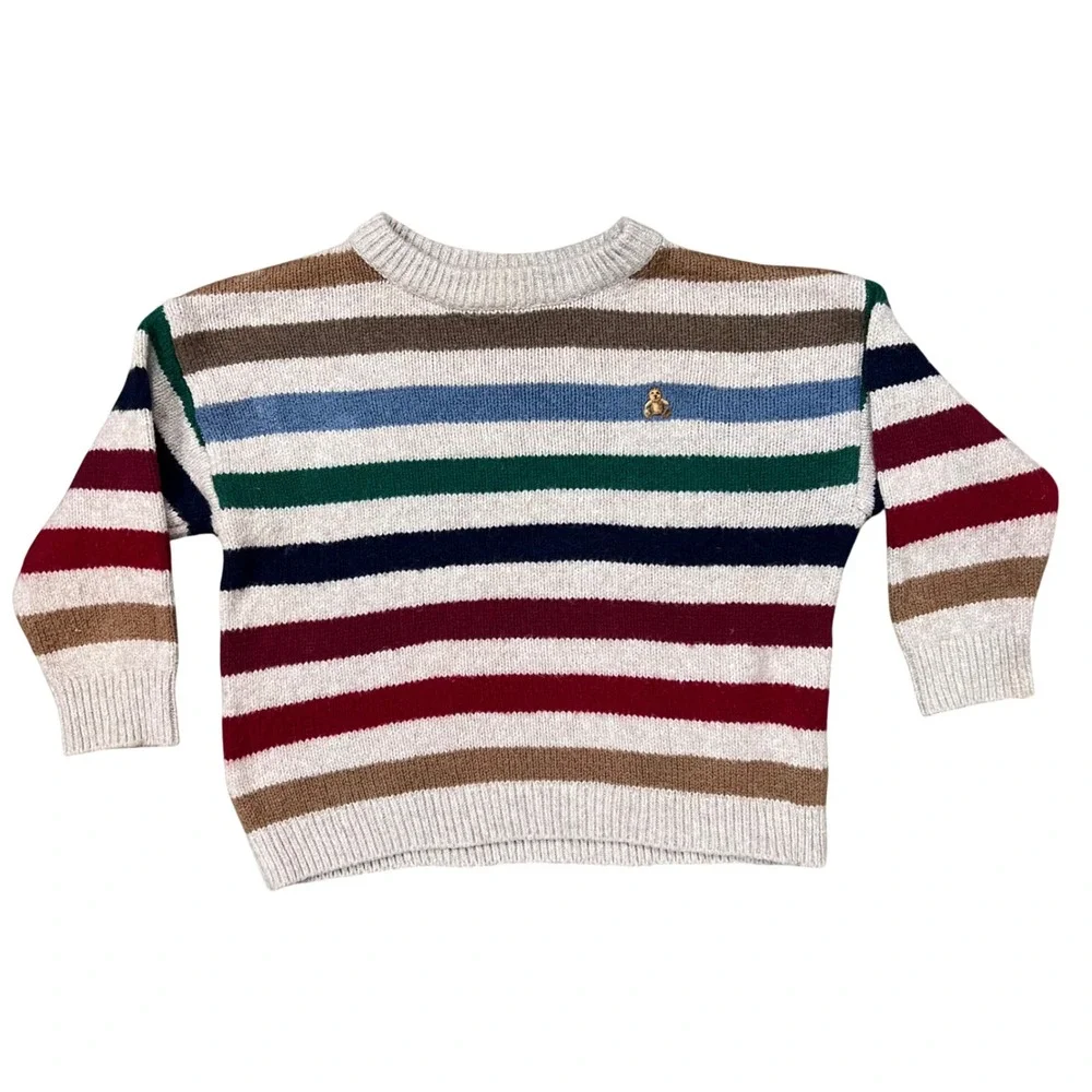 Baby Gap CashSoft Multi Stripe Brannan Bear Sweater 18-24 Months Multicolor Knit